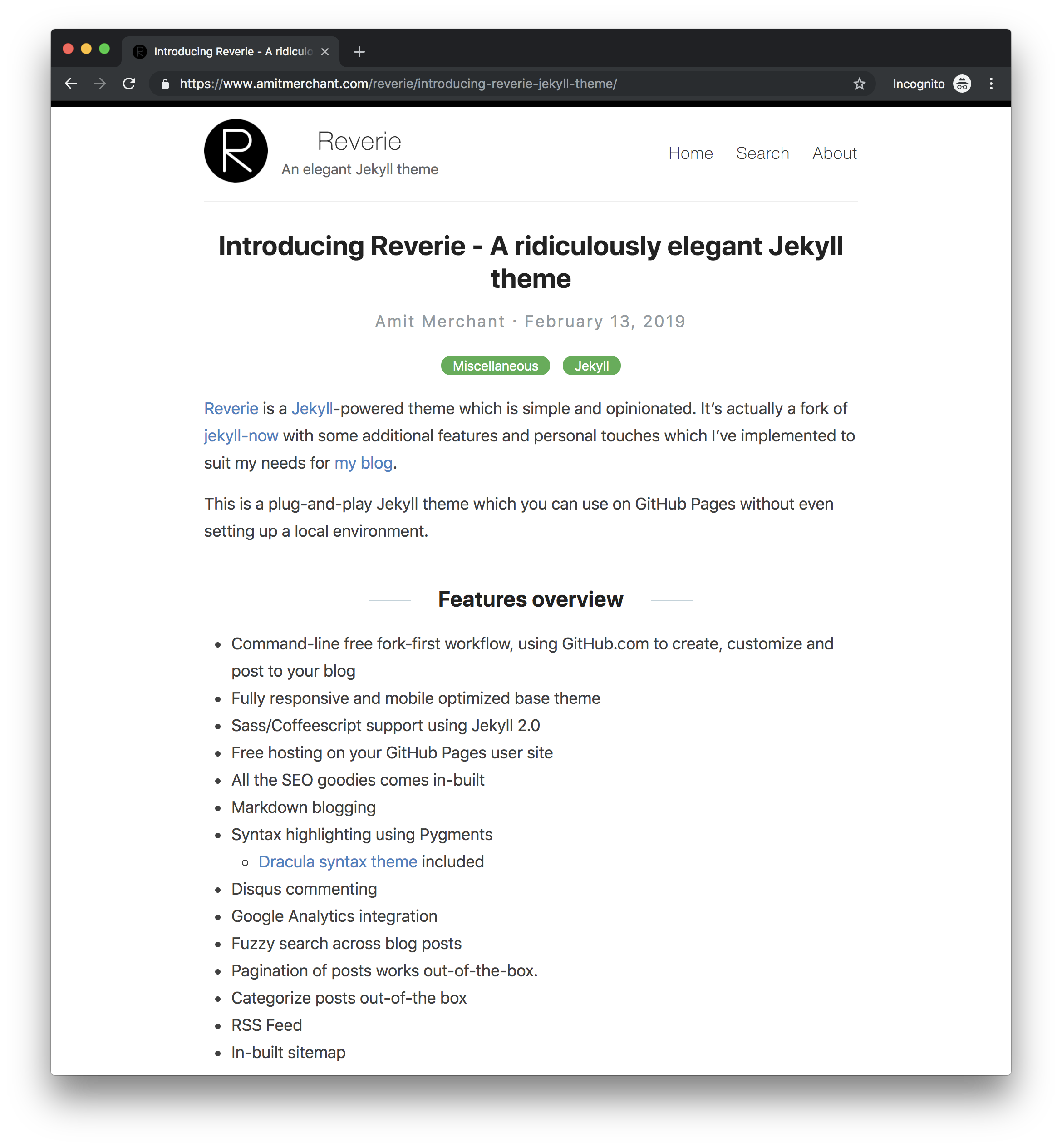 Introducing Reverie - A ridiculously elegant Jekyll theme – Reverie ...